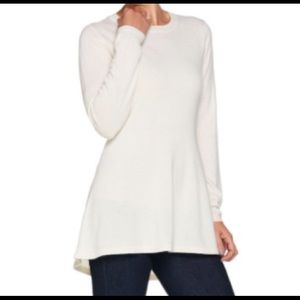 Isaac Mizrahi Peplum Cashmere Sweater Cream Sz S